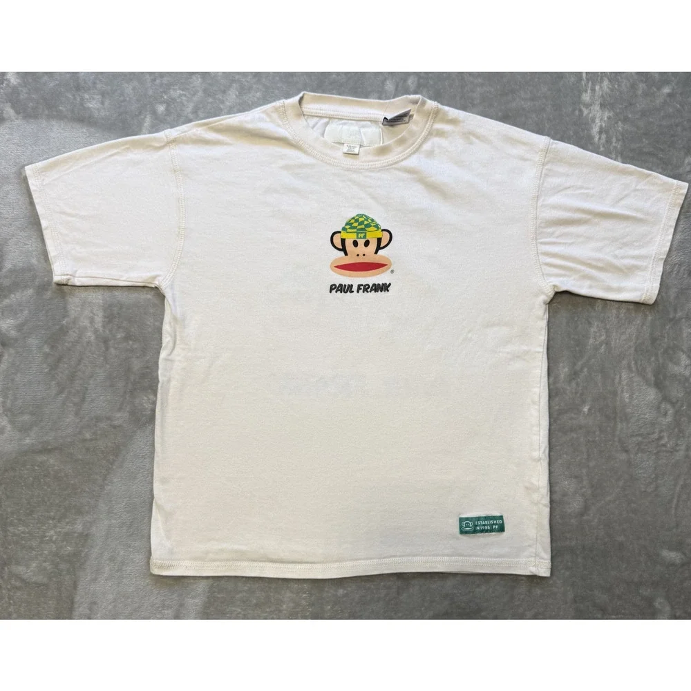 Paul Frank Julius Monkey Graphic T Shirt Kids 9-10 White Y2K Skater Streetwear
